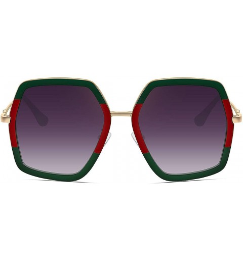 Square Oversized Big Fashion Sunglasses For Women Irregular Fashion Shades - Red+green - CT18S5OH5MC $26.75