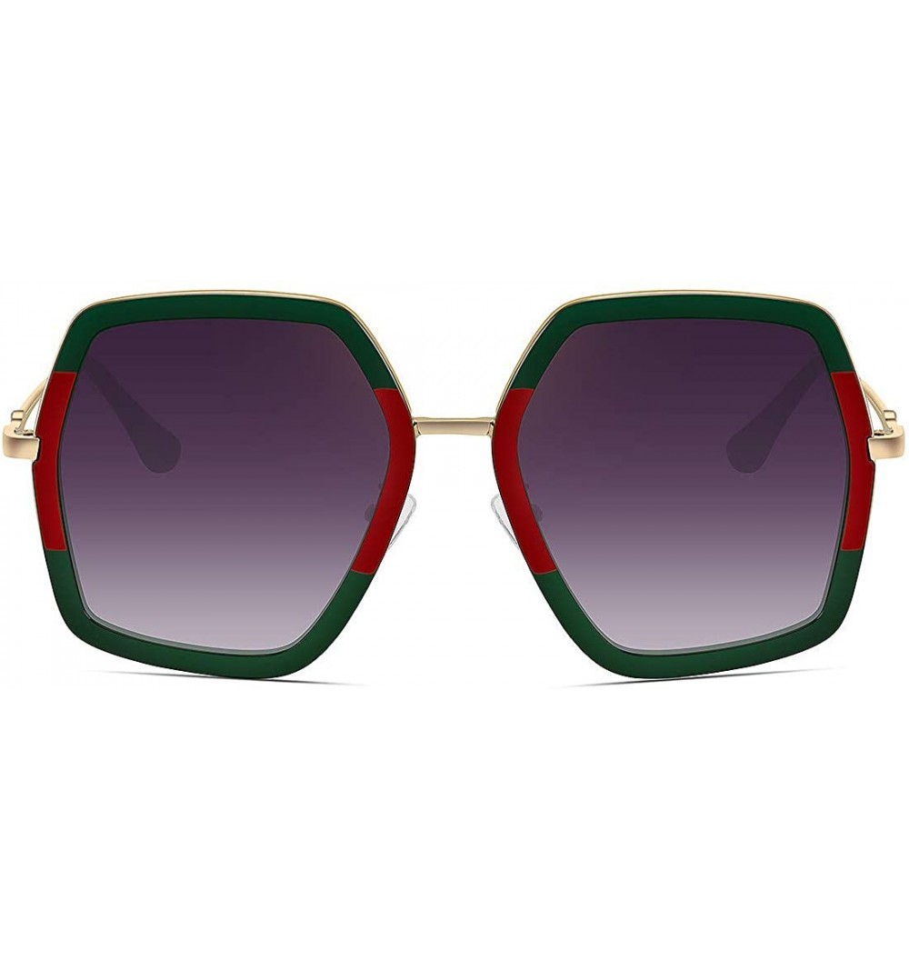 Square Oversized Big Fashion Sunglasses For Women Irregular Fashion Shades - Red+green - CT18S5OH5MC $10.34