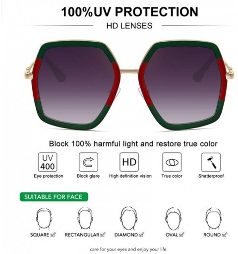 Square Oversized Big Fashion Sunglasses For Women Irregular Fashion Shades - Red+green - CT18S5OH5MC $10.34