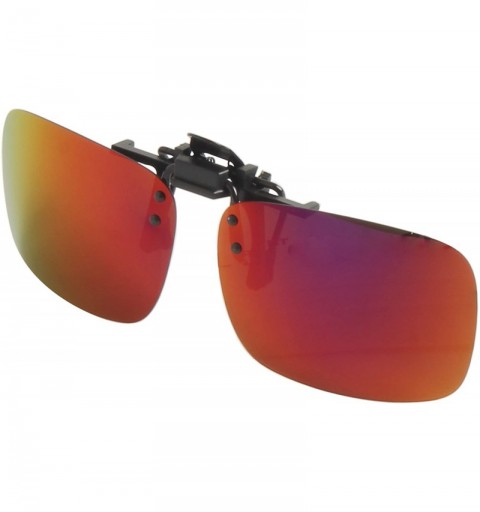 Rectangular Polarized Men Women Outdoor Sport Clip on Flip up Driving Sunglasses - Red Lsp101 - CY11MNV6QA3 $18.81