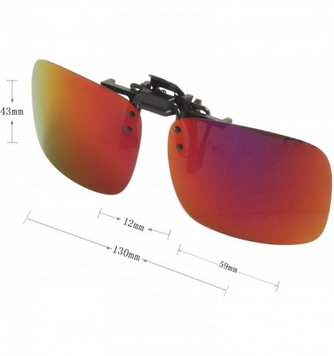 Rectangular Polarized Men Women Outdoor Sport Clip on Flip up Driving Sunglasses - Red Lsp101 - CY11MNV6QA3 $18.81