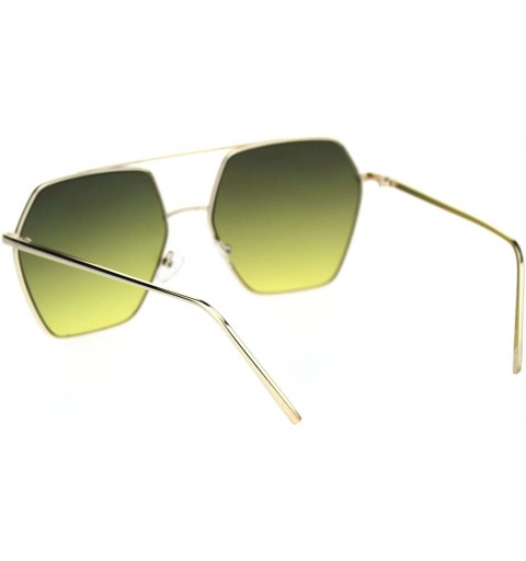 Square Womens Octagonal Hippie Pimp Lens Metal Rim Mob Sunglasses - Gold Green Yellow - CC18RS2D68C $11.99
