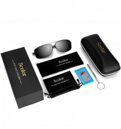 Sport Sports Polarized Sunglasses For Men-Rectangular Metal Frame Ultra Lightweight UV400 - A Gunmetal/Black - CZ18RITC4NL $1...