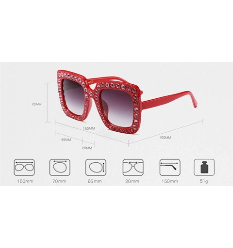 Rectangular Large Jeweled Sunglasses for Women Crystal Bling Studded Oversized Square Frame - White - C418Z8YKE83 $10.66