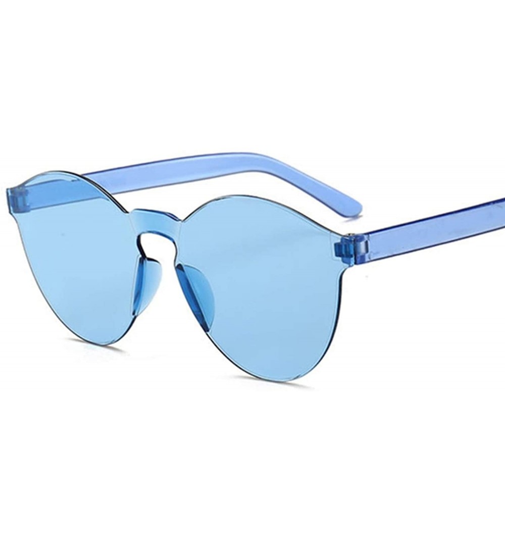 Rimless New Fashion Rimless Vintage Round Mirror Sunglasses Women Luxury Brand Original Design Sun Glasses - Blue - CW18W0H9H...