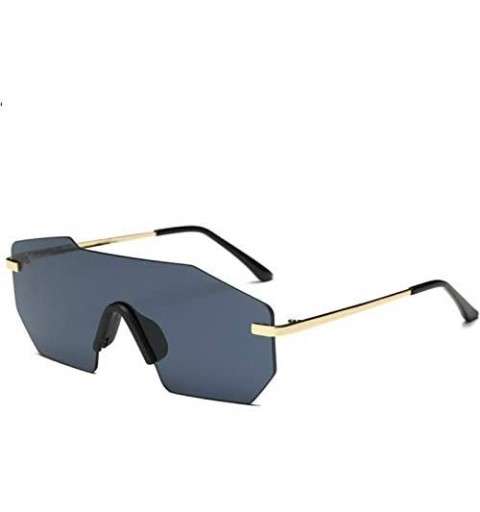 Semi-rimless Rimless Sunglasses Men Oversized Goggles Designer Classic Integrated Female Male Unisex Sun Glass - Blue - CD18Y...