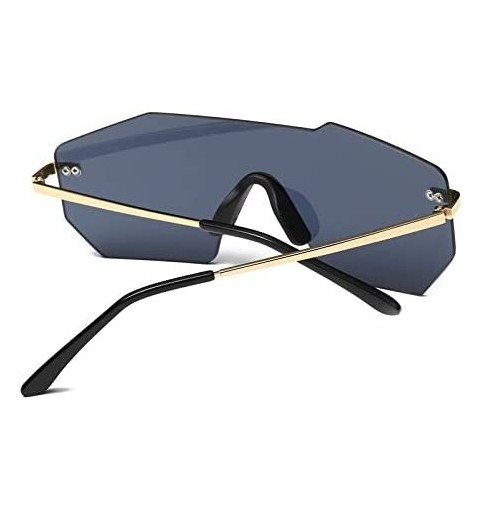 Semi-rimless Rimless Sunglasses Men Oversized Goggles Designer Classic Integrated Female Male Unisex Sun Glass - Blue - CD18Y...