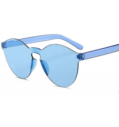 Rimless New Fashion Rimless Vintage Round Mirror Sunglasses Women Luxury Brand Original Design Sun Glasses - Blue - CW18W0H9H...