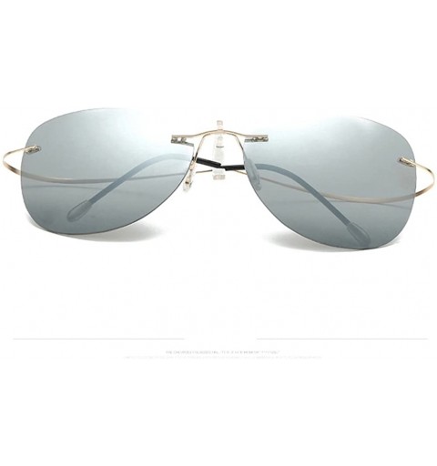 Rimless Titanium No Screw Rimless Polarized Sunglasses For Men Women - Silver - CI180YU7O4I $20.75