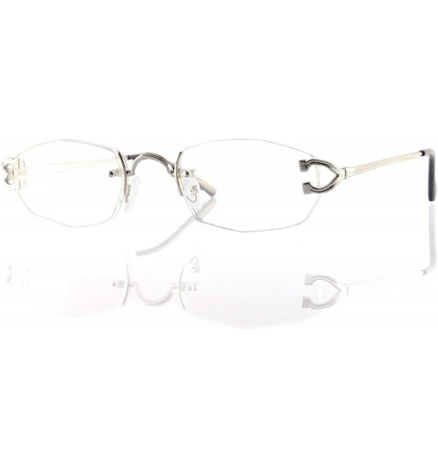 Rectangular Unique Hexagon Rectangular Slim Rimless Eyeglasses A259 - Silver Clear - C218OWADWYI $18.55