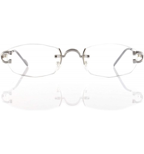 Rectangular Unique Hexagon Rectangular Slim Rimless Eyeglasses A259 - Silver Clear - C218OWADWYI $18.55