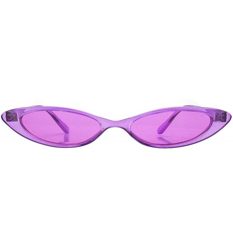 Cat Eye Retro Slim Cat Eye Color Frame Sunglasses - Purple - C718OA2XS5L $8.12