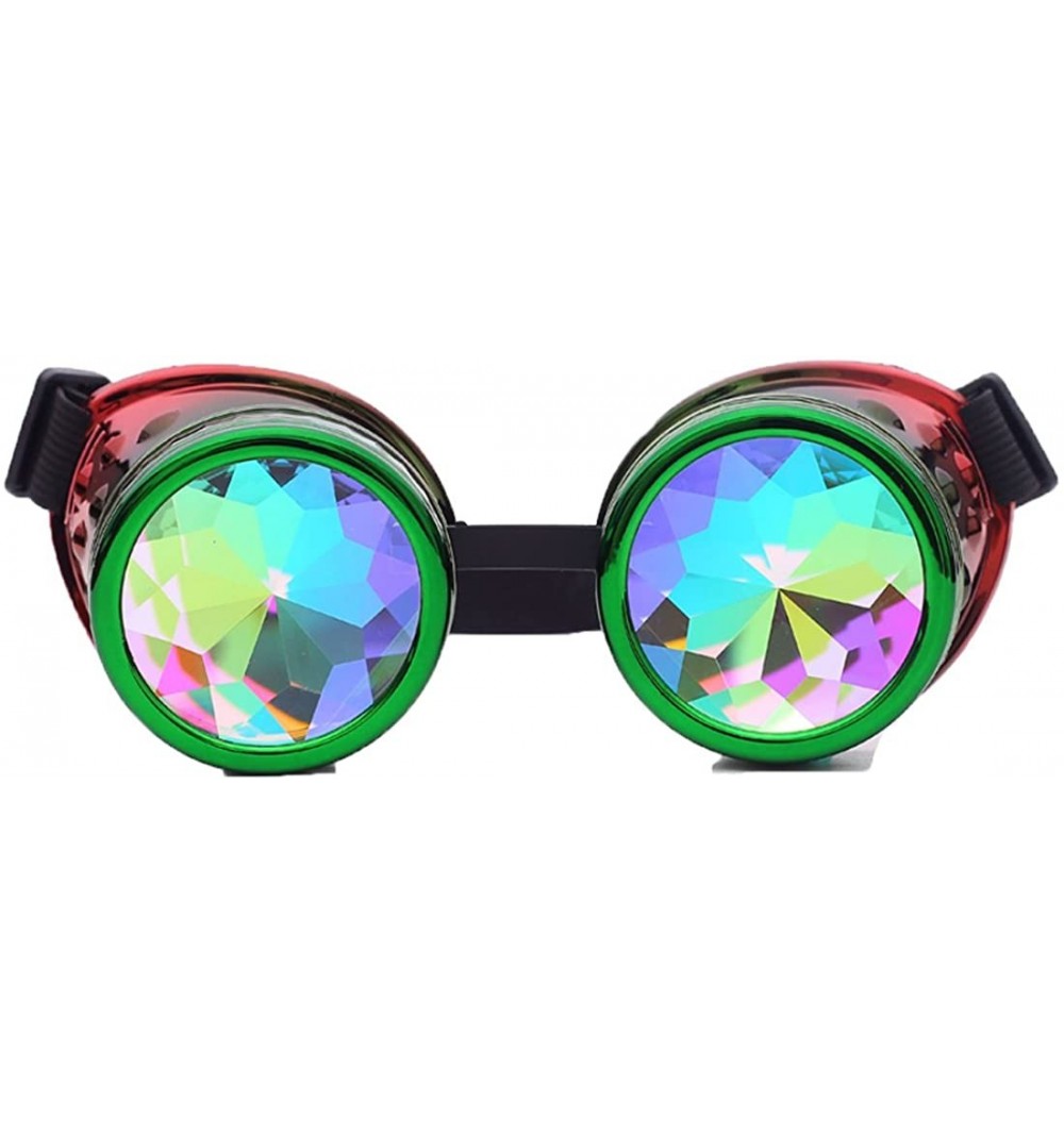 Goggle Rainbow Prism Kaleidoscope Glasses-Steampunk Goggles Cosplay Rave Goggles - Green Red - CM18SQZN0LY $9.23