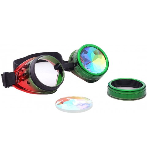 Goggle Rainbow Prism Kaleidoscope Glasses-Steampunk Goggles Cosplay Rave Goggles - Green Red - CM18SQZN0LY $9.23