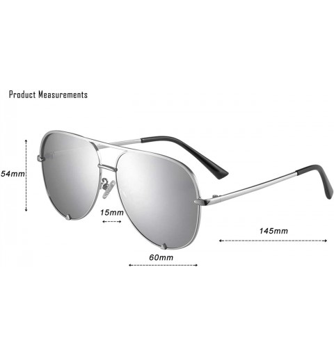 Oval Mirrored Aviator Sunglasses For Men Women Fashion Designer UV400 Sun Glasses - Silver Mirrored - C2198N08ALI $14.26
