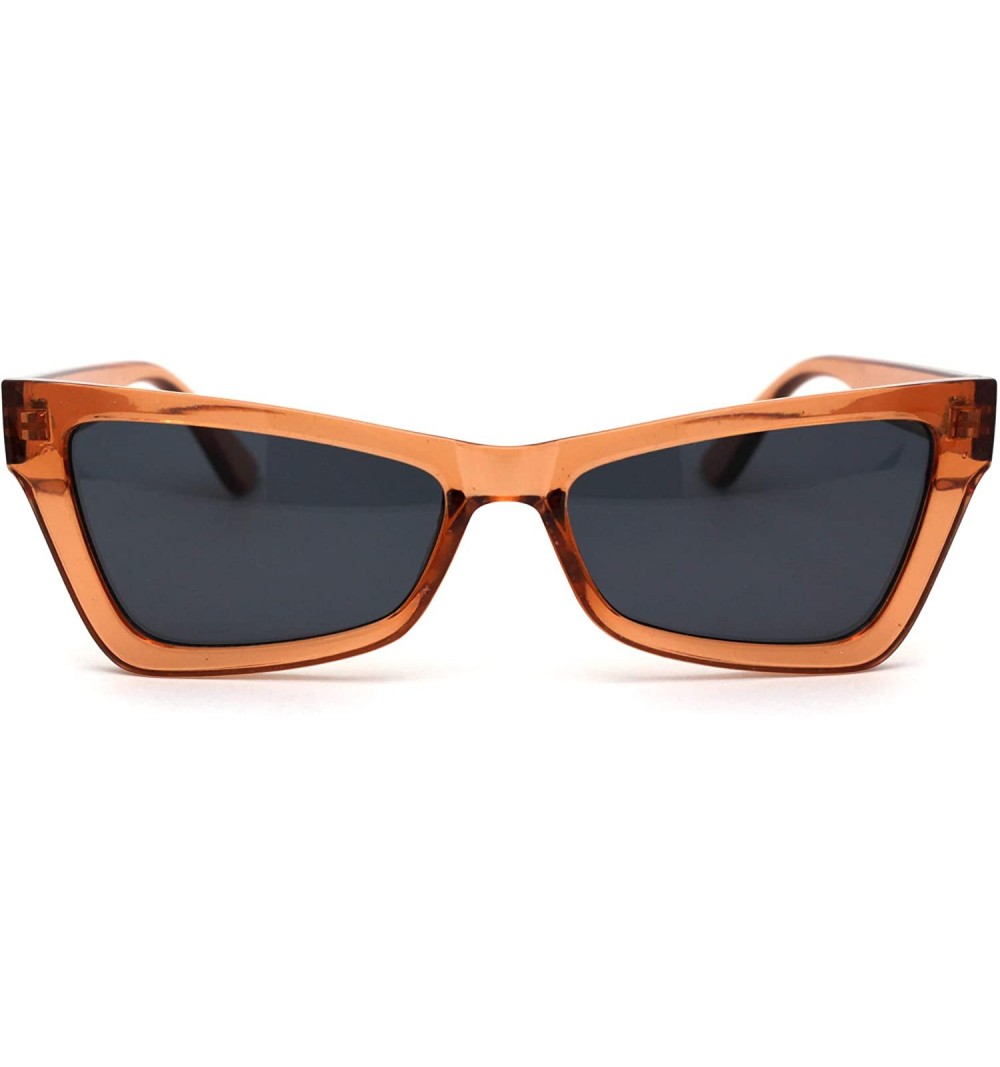 Square Womens Mod Square Cat Eye 80s Plastic Sunglasses - Brown Solid Black - CJ195KGM9KT $19.56