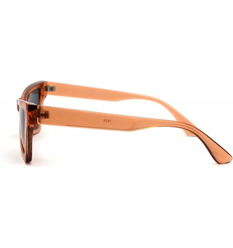 Square Womens Mod Square Cat Eye 80s Plastic Sunglasses - Brown Solid Black - CJ195KGM9KT $19.56