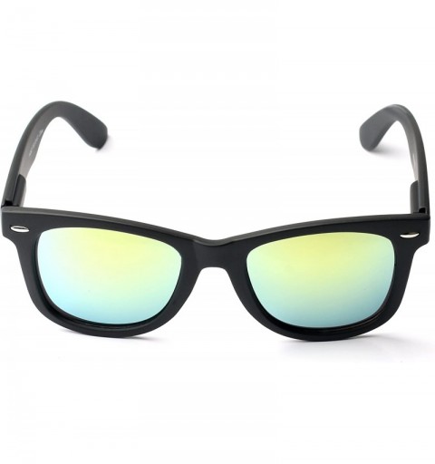 Wayfarer Vintage Wayfarer Classic Sunglasses 80's Style Mirrored Lens - Yellow - CR11YJJYY5H $30.70