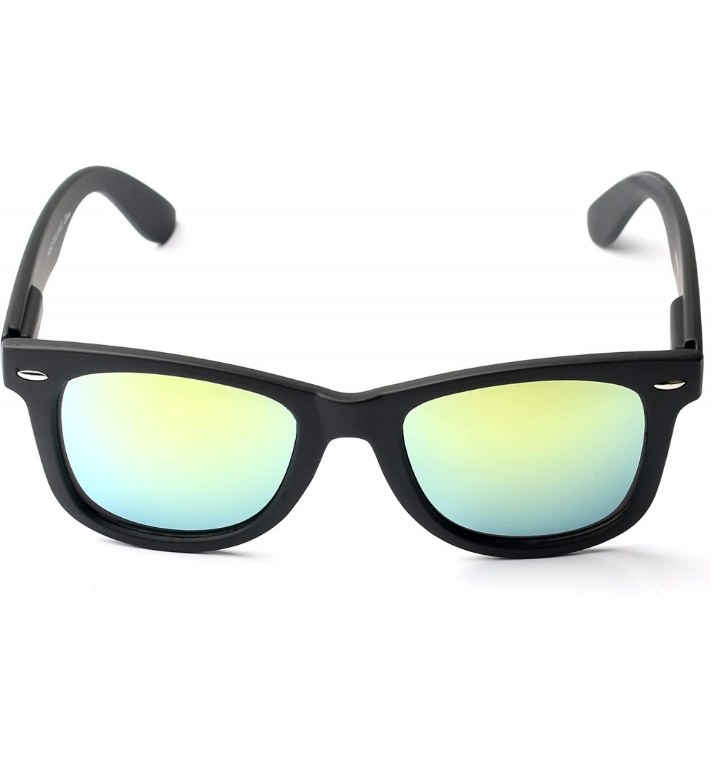 Wayfarer Vintage Wayfarer Classic Sunglasses 80's Style Mirrored Lens - Yellow - CR11YJJYY5H $19.39