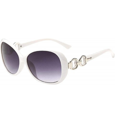 Oval Oval Sunglasses for Women Vintage Retro Round UV Protection Fashion Circle Sun Glasses - White - CH18U67UWQ4 $6.38
