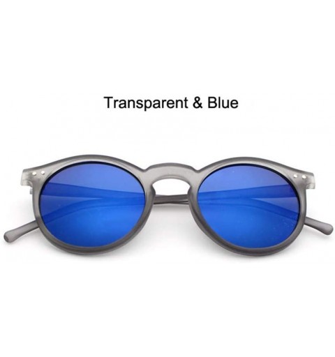 Rectangular Round Sunglasses Women Multicolour Frame Mercury Mirror Lens Glasses Men Coating Round Sunglasses - Blue - CM194O...