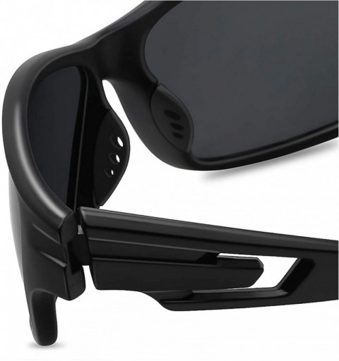 Sport Polarized Sports Sunglasses for Men Women Tr90 Frame for Running Fishing Baseball Driving MJ8013 - Black/Black - CO18N9...