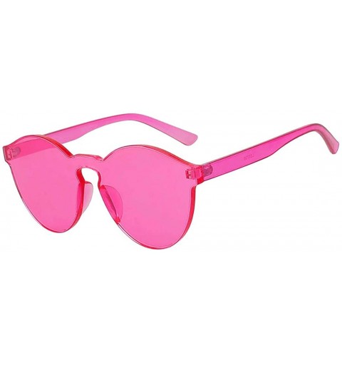 Rimless One Piece PC Lens Rimless Ultra-Bold Colorful Mono Block Sunglasses - Colorful_transparent_pink - CZ183QYW24S $9.52