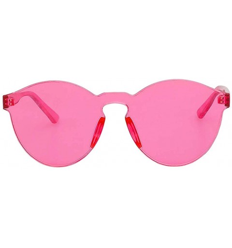 Rimless One Piece PC Lens Rimless Ultra-Bold Colorful Mono Block Sunglasses - Colorful_transparent_pink - CZ183QYW24S $9.52