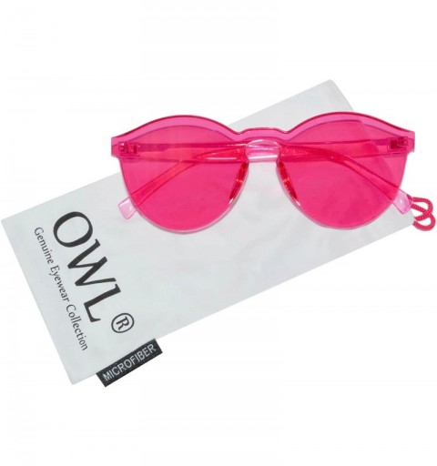 Rimless One Piece PC Lens Rimless Ultra-Bold Colorful Mono Block Sunglasses - Colorful_transparent_pink - CZ183QYW24S $9.52