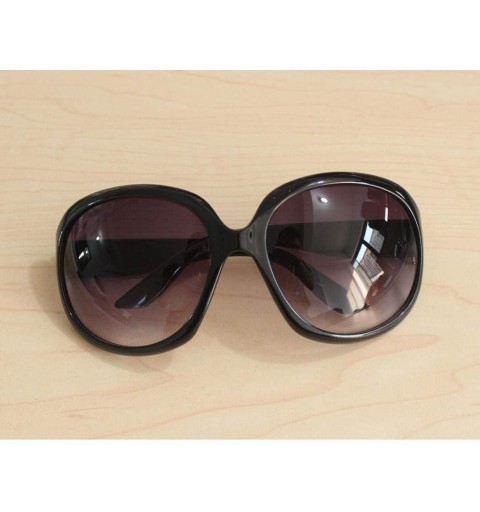 Oval Women Retro Style Anti-UV Sunglasses Big Frame Fashion Sunglasses Sunglasses - Black - CA194N62CNZ $13.64