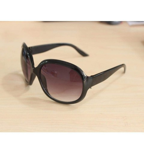 Oval Women Retro Style Anti-UV Sunglasses Big Frame Fashion Sunglasses Sunglasses - Black - CA194N62CNZ $13.64