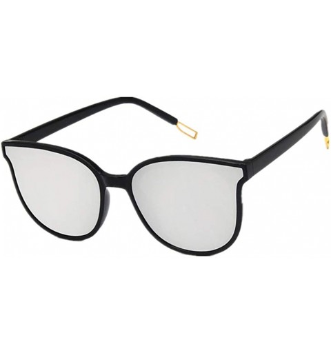 Oversized Fashion Round Sunglasses for Women Oversized Vintage Shades - Silver - CR192ZWLKNW $12.42