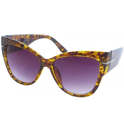 Cat Eye Super Oversized Cat Eye Thick Frame Designer Gradient Sunglasses Anoushka - Havanna Brown - CY12EWFBOE1 $10.82