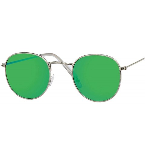 Oversized New Brand Designer Vintage Oval Sunglasses Women Retro Clear Lens Eyewear Round Sun Glasses - Silver Green - C2198A...