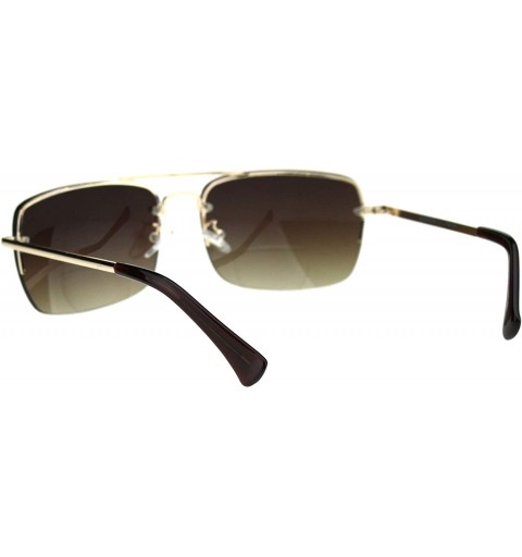 Rectangular Bifocal Reading Sunglasses Mens Half Metal Rim Rectangular Tinted Reader - Gold (Brown) - CB192Z8QWW0 $11.28