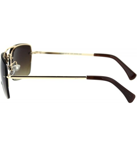 Rectangular Bifocal Reading Sunglasses Mens Half Metal Rim Rectangular Tinted Reader - Gold (Brown) - CB192Z8QWW0 $11.28