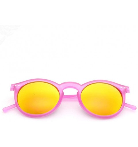 Rectangular Round Sunglasses Women Multicolour Frame Mercury Mirror Lens Glasses Men Coating Round Sunglasses - Blue - CM194O...