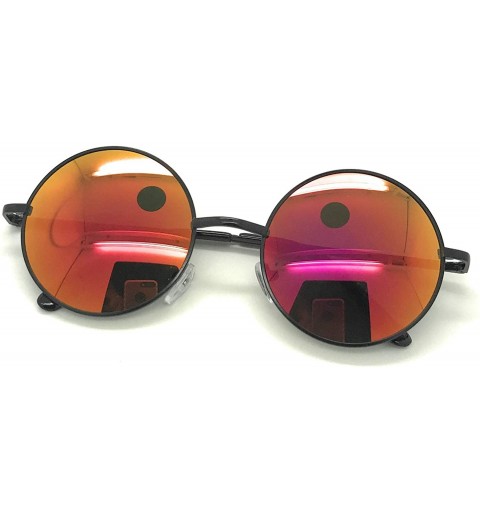 Round Retro UV Protection Round Sunglasses for Men Vintage Sunglasses Women - Black / Orange - C218M8H9I78 $7.55