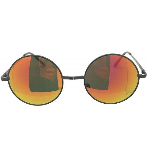 Round Retro UV Protection Round Sunglasses for Men Vintage Sunglasses Women - Black / Orange - C218M8H9I78 $7.55