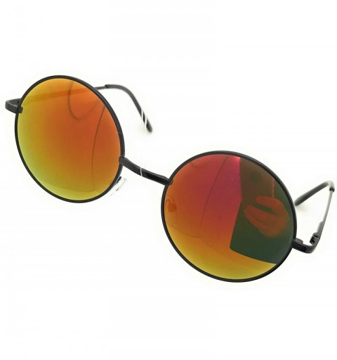 Round Retro UV Protection Round Sunglasses for Men Vintage Sunglasses Women - Black / Orange - C218M8H9I78 $7.55