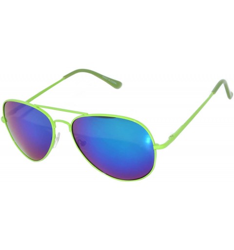 Aviator Aviator Style Sunglasses Colored Lens Colored Metal Frame with Spring Hinge - Green_mirror_lens - CE121GEYQJ1 $9.08