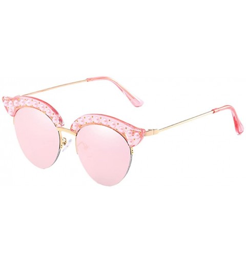 Sport Candy Color Half-frame Style Eyewear Sunglasses for Women Cat Eyes with Case - Pink - CZ18DLRMKC3 $14.10