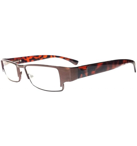 Rectangular Magnified Reading Glasses Rectangular Spring Hinge Frame - Brown - C6182H0KLKC $9.81