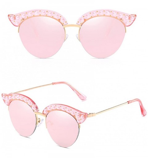 Sport Candy Color Half-frame Style Eyewear Sunglasses for Women Cat Eyes with Case - Pink - CZ18DLRMKC3 $14.10