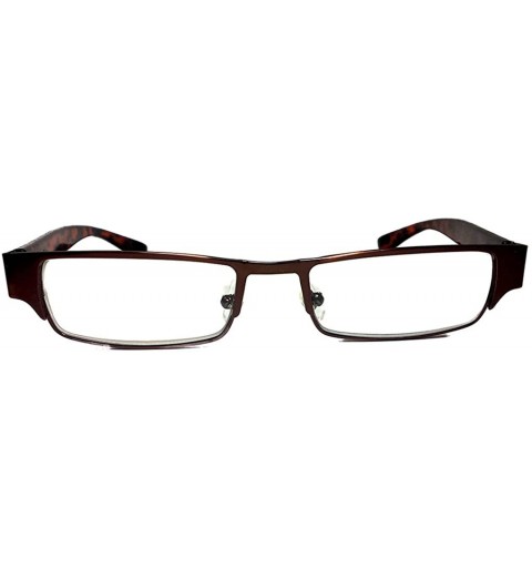 Rectangular Magnified Reading Glasses Rectangular Spring Hinge Frame - Brown - C6182H0KLKC $9.81