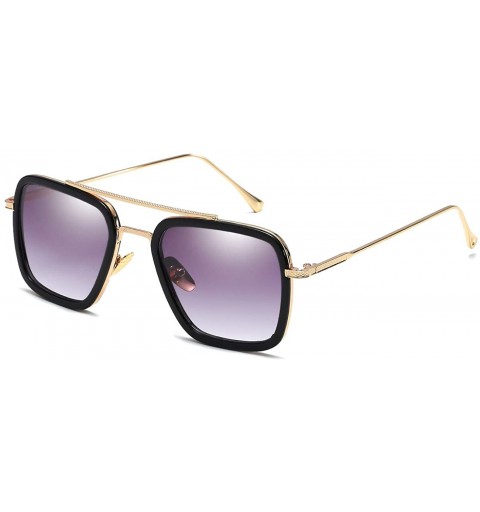 Aviator Vintage Aviator Sunglasses For Men Women Retro Square Designer Shades - Gold/Gradient Grey - C418RK2RSGG $9.67