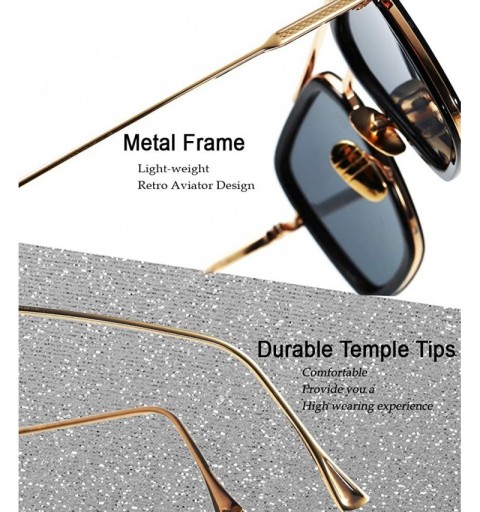 Aviator Vintage Aviator Sunglasses For Men Women Retro Square Designer Shades - Gold/Gradient Grey - C418RK2RSGG $9.67
