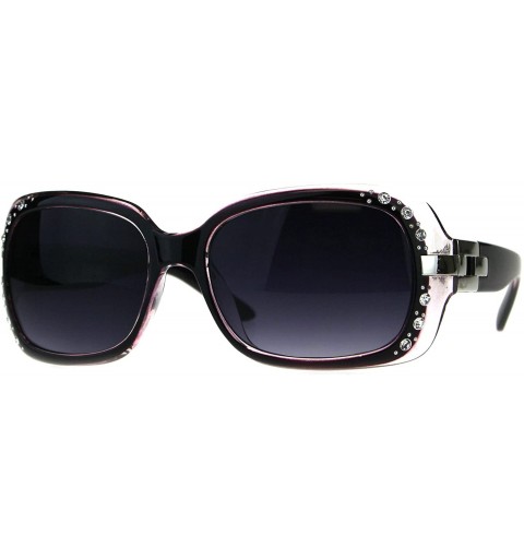 Rectangular Rhinestones Sunglasses Womens Rectangular Designer Fashion Frame UV 400 - Purple (Smoke) - CX18EQXD3K2 $21.74