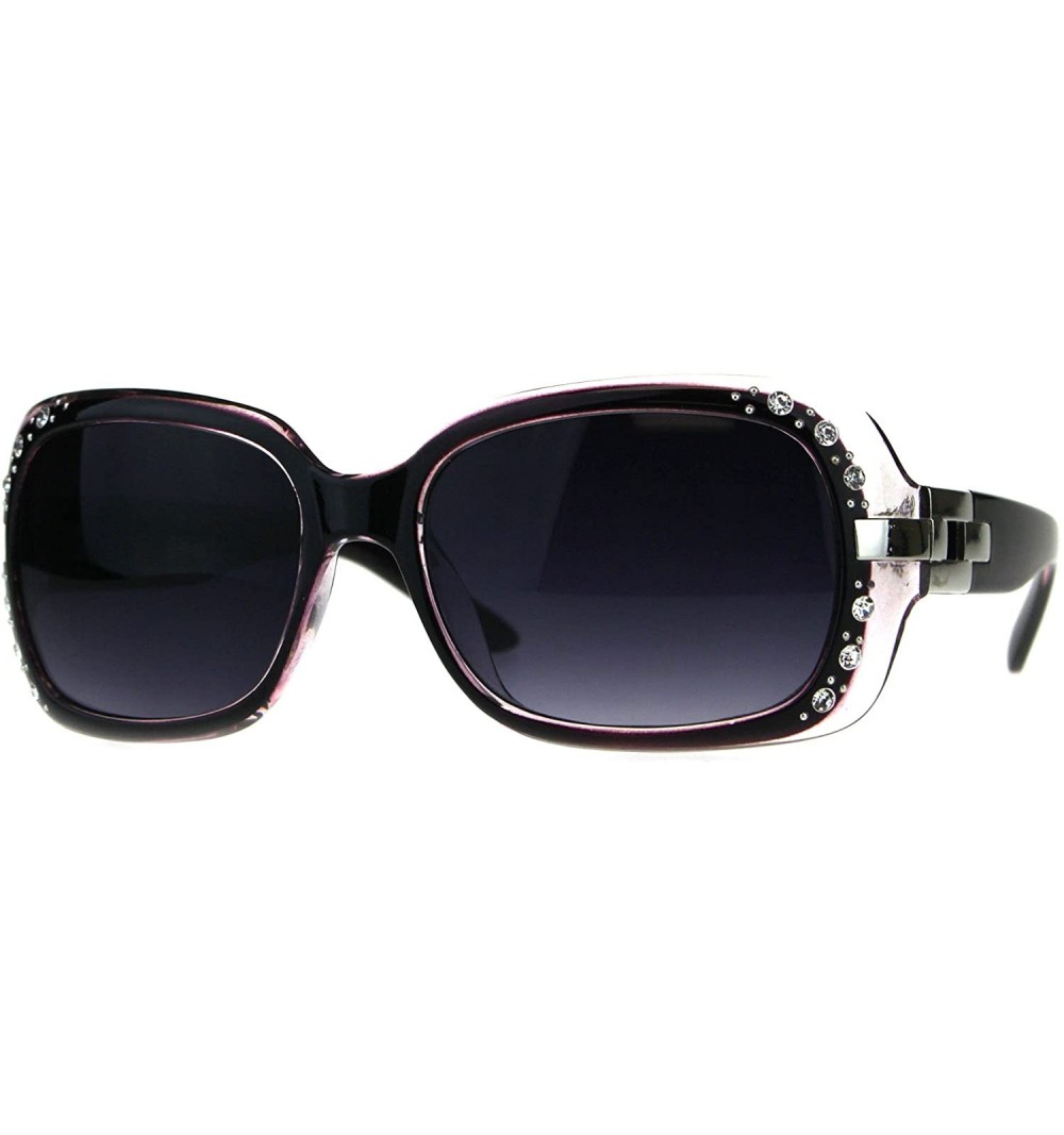 Rectangular Rhinestones Sunglasses Womens Rectangular Designer Fashion Frame UV 400 - Purple (Smoke) - CX18EQXD3K2 $13.59