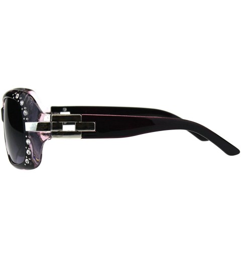 Rectangular Rhinestones Sunglasses Womens Rectangular Designer Fashion Frame UV 400 - Purple (Smoke) - CX18EQXD3K2 $13.59